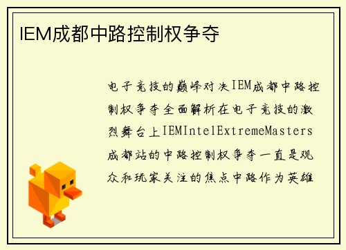 IEM成都中路控制权争夺